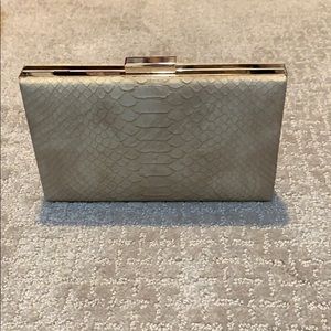 Sondra Roberts clutch purse taupe snakeskin